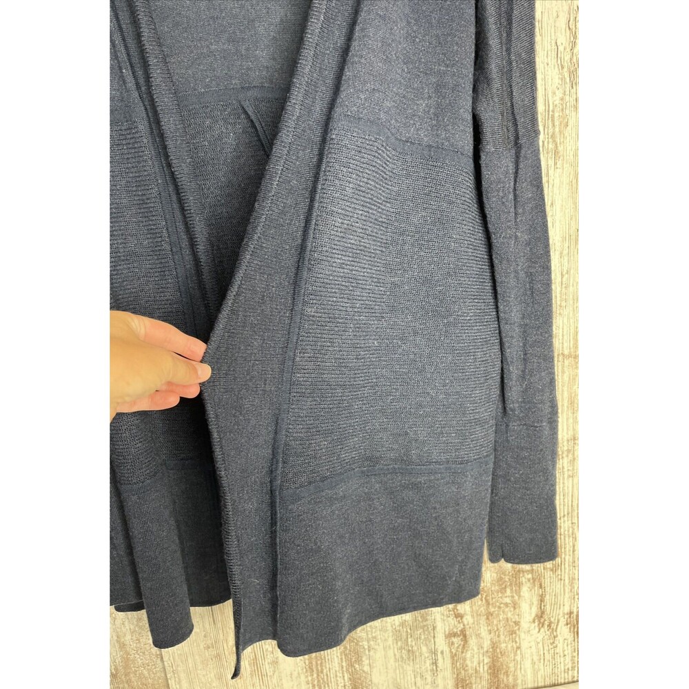 Lululemon Merino Wool-Blend Ribbed Long Sleeve Wrap Sweater Cardigan Blue Sz 8 - Picture 4 of 16